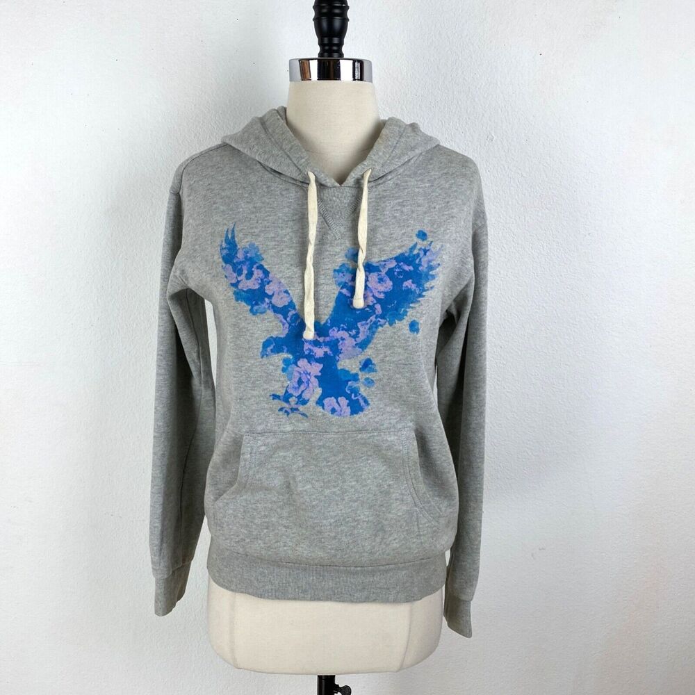 American Eagle Outfitters Gray Pullover Hooded Sweatshirt Kangaroo Pocket Small
